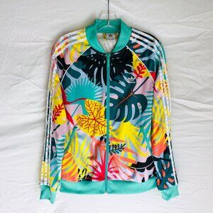 Adidas Women's Size Medium Floral Leaf Print Full Zip Track Jacket